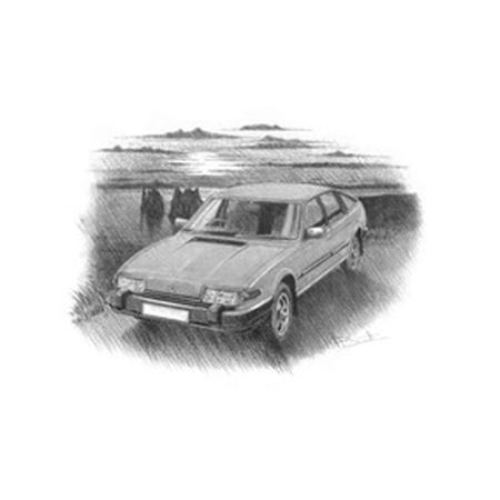 Rover SD1 Mk2 (Light Shading) Personalised Portrait in Black & White - RO2003BW